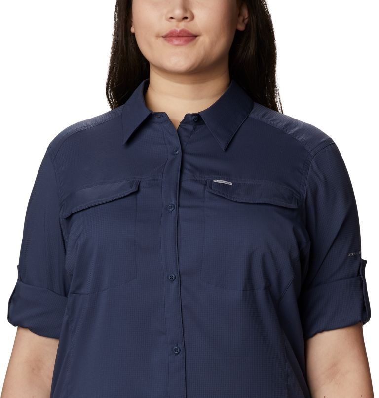 Women's Columbia Silver Ridge Lite Long Sleeve Shirts Navy | Plus Size CA-O3864